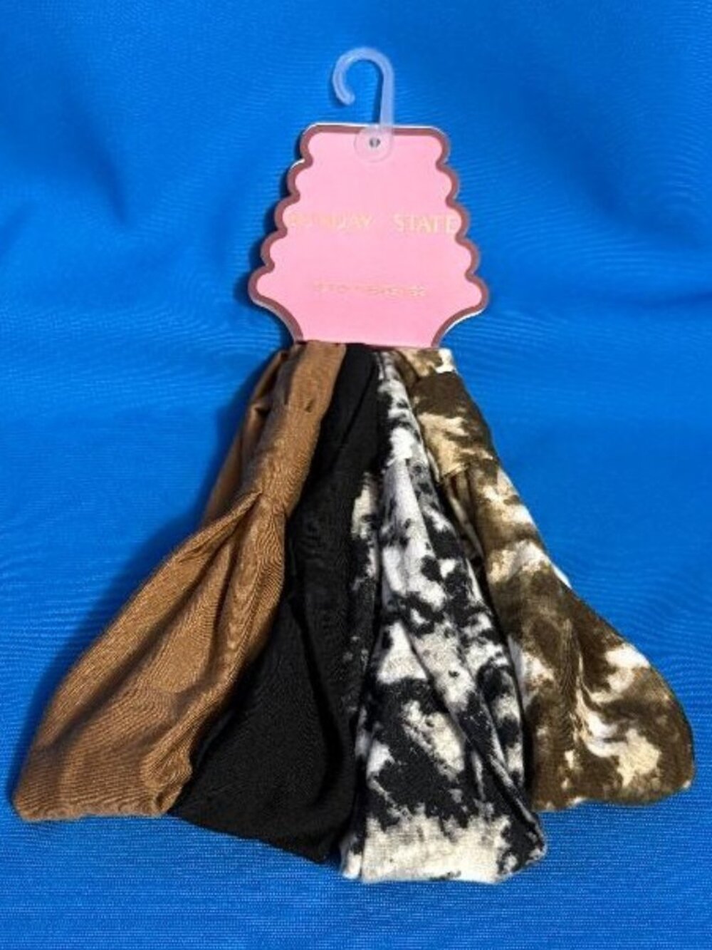 NEW SUNDAY STATE 4 PACK SET BEAUTIFUL HEADBANDS W/ SOLIDS & TIE DYED TYPE COLORS